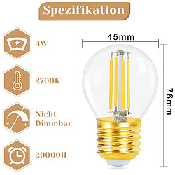 Zmh Ampoule LED E14 vintage blanc chaud