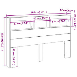 vidaXL Armoire tête de lit avec LED noir 160x17x102 cm pas cher