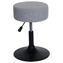 Mendler Tabouret design tissu bouclé - Gris pas cher