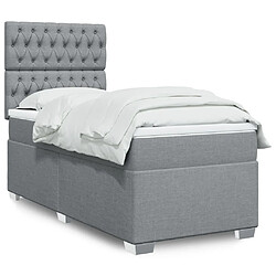 vidaXL Sommier à lattes de lit et matelas Gris clair 90x190 cm Tissu