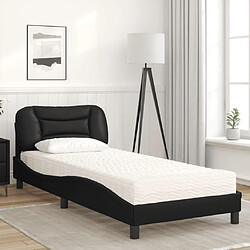 Avis vidaXL Lit avec matelas Hvar noir 80x200 cm similicuir