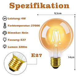 Zmh Ampoules LED vintage E27 G95 - Lot de 2