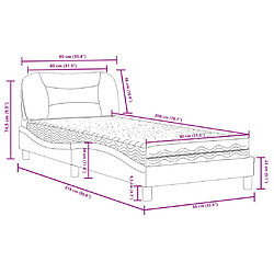 vidaXL Lit avec matelas Hvar noir 80x200 cm similicuir pas cher