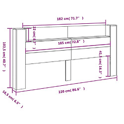 vidaXL Armoire tête de lit avec LED blanc 220x16,5x103,5 cm pas cher