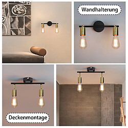 ZMH Spot Vintage E27 Noir et Or - Luminaire Industriel à 2 Flammes pas cher