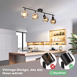 ZMH Plafonnier Rotatif en Verre Rétro - Luminaire Industriel Gris Fumé pour Salon et Cuisine