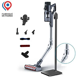 Eziclean Cycloboost FR15 Aspirateur balai sans fil - 450 W équivalent - 80 min d’autonomie - Filtration HEPA - Mini turbo-brosse - Tube flexible - Station de charge au sol