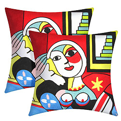 Avizar Lot de 2 Housses de Coussin Brodées Art Eclipsa 45x45 cm