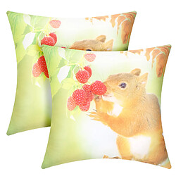 Avizar Lot de 2 Housses de Coussin Motif Écureuil 40x40 cm