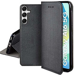 HTDmobiles Samsung Galaxy A16 5G - Noir Magnet Housse portefeuille pour Samsung Galaxy A16 5G + verre trempé - Coque intégrée