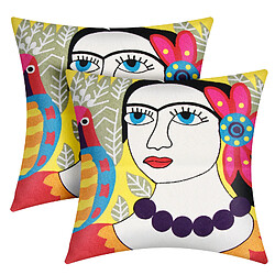 Avizar Lot de 2 Housses de Coussin Brodées Art Saphira 45x45 cm