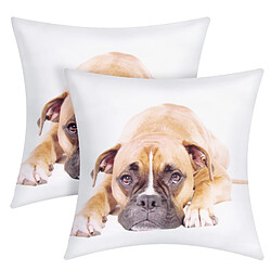 Avizar Lot de 2 Housses de Coussin Motif Chien Boxer
