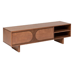 Pegane Meuble TV avec 2 portes en bois coloris tabac - Longueur 147 x Profondeur 40 x Hauteur 45,5 cm