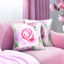 Avis Lot de 2 Housses de Coussin AVIZAR - Motif Rose du Jardin