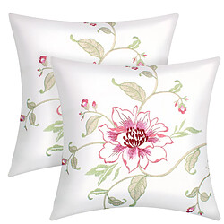 Avizar Lot de 2 Housses de Coussin 40x40 cm Brodée Fleur Unique