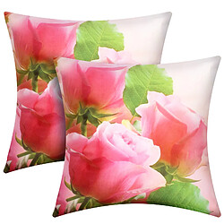 Avizar Lot de 2 Housses de Coussin 40x40 cm Motif Bouquet de Rose