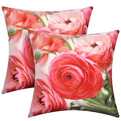 AVIZAR Lot de 2 Housses de Coussin Fleurs de Rose