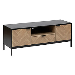 Pegane Meuble TV avec 2 portes et 1 tiroir en bois coloris Noir, marron - Longueur 120 x Profondeur 40 x Hauteur 45 cm