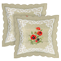 AVIZAR Lot 2 Housses Coussin Fleur Coquelicot