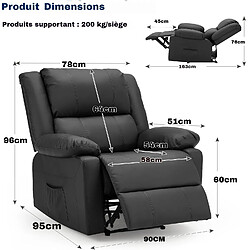 YODOLLA Fauteuil Relaxation Massage Inclinable - Similicuir Noir