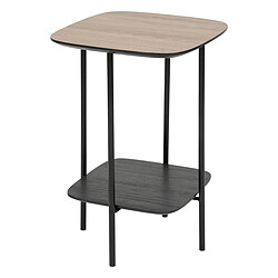 Pegane Table à café, table d'appoint en bois coloris naturel et métal noir -Longueur 40 x Profondeur 40 x Hauteur 60 cm