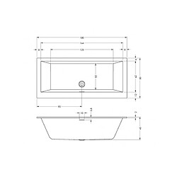 Baignoire RIHO RETHINK CUBIC WALL Plug&Play 180x80 cm-Blanc-Droite-Blanc--