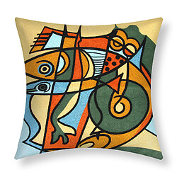 Lot de 2 Housses de Coussin AVIZAR Brodées - Art Aquael 45x45 cm