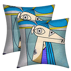 Avizar Lot de 2 housses coussin brodées - Art Aquarel-45x45cm