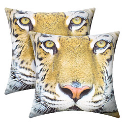 Avizar Lot de 2 housses coussin - Motif Tigre-40x40cm