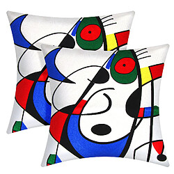 Avizar Lot de 2 Housses de Coussin Brodées Art Flamara - 45x45 cm