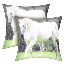 AVIZAR Lot de 2 Housses de Coussin - 40 x 40 cm, Motif Cheval