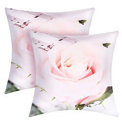Avizar Lot de 2 Housses de coussin - Motif Rose - 40x40cm