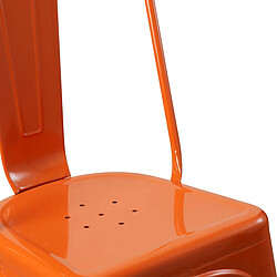 Pegane Lot de 4 chaises de salle à manger en métal coloris Orange - Longueur 45 x Profondeur 48 x Hauteur 85 cm