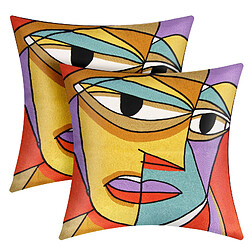 AVIZAR Lot de 2 Housses de Coussin - Art Safina Brodé