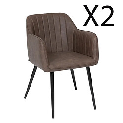 Pegane Lot de 2 fauteuils similicuir - Marron