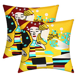 Avizar Lot de 2 Housses de Coussin Brodées Art Stellia 45x45 cm