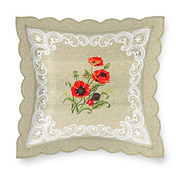 AVIZAR Lot 2 Housses Coussin Fleur Coquelicot