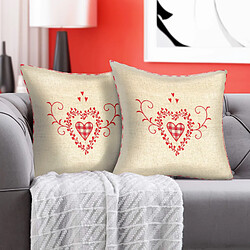 Avis Lot de 2 housses de coussin AVIZAR - Brodées cÅ“ur à carreau 40x40 cm
