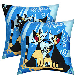 AVIZAR Housses de Coussin - Broderie Art Siamois
