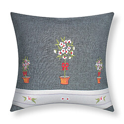 Avizar Lot de 2 Housses de Coussin 40x40 cm Brodée Fleur en Pot