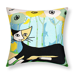 AVIZAR Lot de 2 Housses de Coussin 45x45 cm Brodées Art Flora