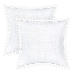 Avizar Lot de 2 Housses de Coussin - Bordure Dentelle Fleur
