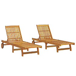 Vidaxl lot de 2 chaises longues bois d'acacia