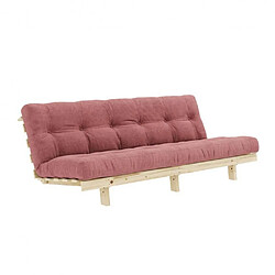 Inside 75 Banquette convertible futon LEAN bois de pin coloris rose sorbet 130x190 cm