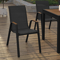 Idmarket market Lot de 6 chaises de jardin NOUMEA - Noir et Bois