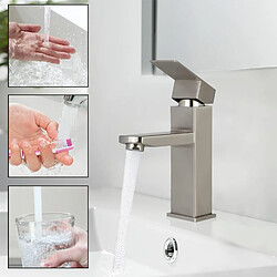 ZMH Robinet d'évier en acier inoxydable haut de gamme avec mitigeur monocommande pour eau chaude et froide pas cher