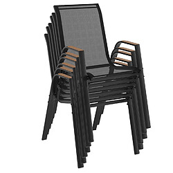 Acheter Idmarket market Lot de 6 chaises de jardin NOUMEA - Noir et Bois