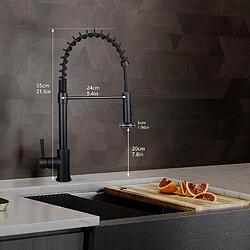 ZMH Robinet de Cuisine Noir Pivotant avec Douche Extractible - Design Unique et Pratique pour Cuisine et Salle de Bains pas cher