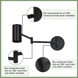 ZMH Applique Murale Intérieure Noire Orientable GU10 - Éclairage Vintage pour Salon et Couloir pas cher