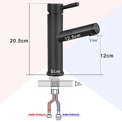 Robinet de lavabo extensible noir avec douchette - Mitigeur monocommande en acier inoxydable ZMH pas cher